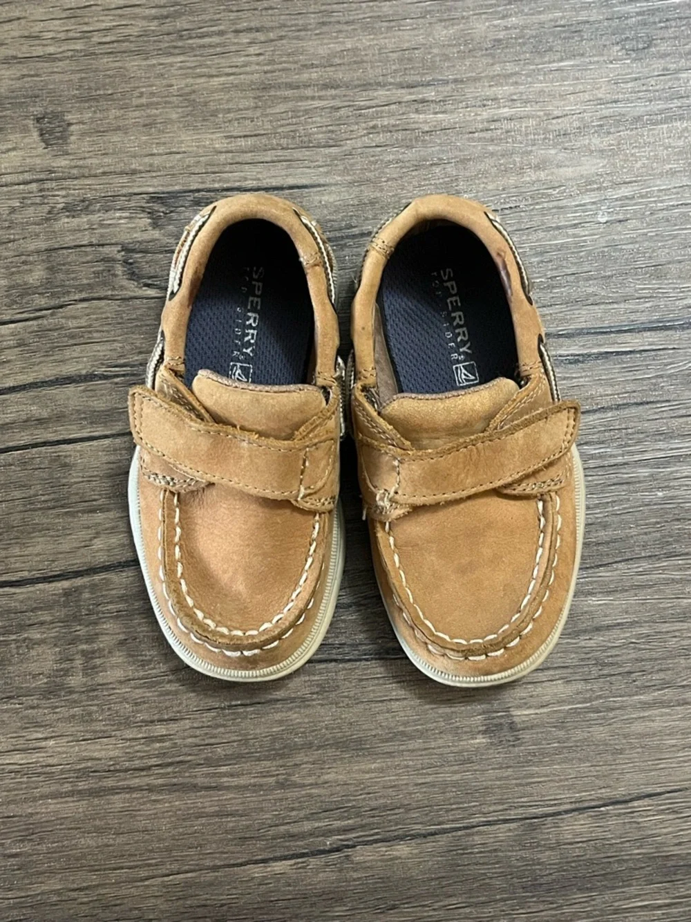 Sperry Kids Light Brown Velcro Moccasins Size 7